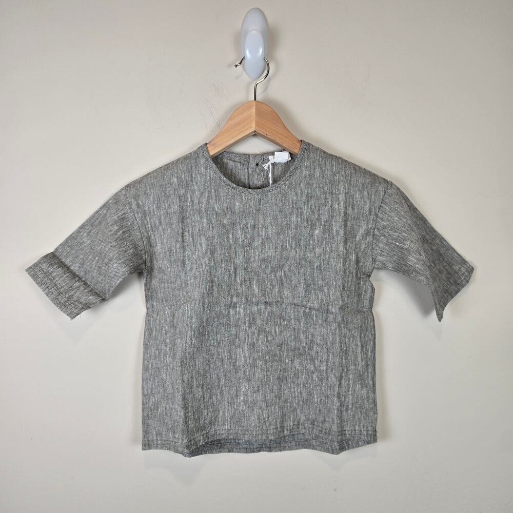NWT Jamie Kay Nolan Top Size 5 Fog Linen Shirt Short Sleeves